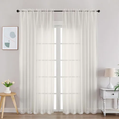 Vista 195 de Gwine Cortinas transparentes negras de 108 pulgadas de largo Negro