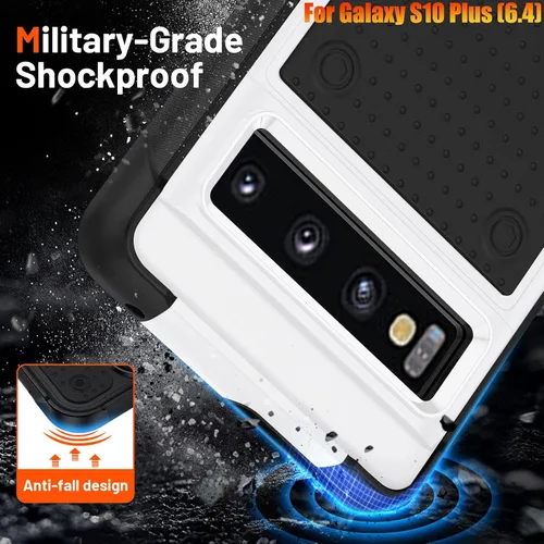 Vista 3 de Funda resistente para Samsung Galaxy S10 Plus/S10+ de 6.4 pulgadas, 4 esquinas con bolsas de aire [protección contra caídas de 12 pies], agarre