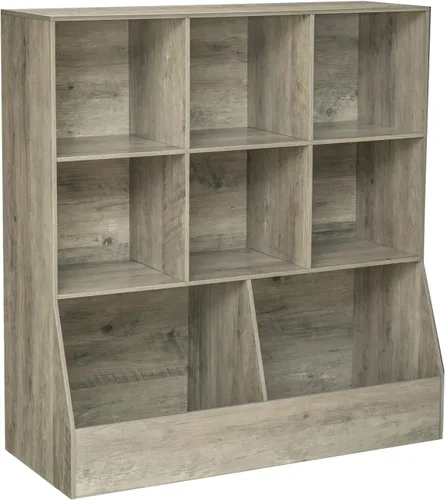 Vista 32 de DINZI LVJ Organizador de almacenamiento para juguetes, estantería para niños, gabinete de almacenamiento de juguetes de madera, estantería