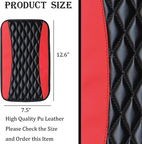 Vista 2 de Pincuttee Funda de cuero sintético para reposabrazos de consola central, 1 unidad, alfombrilla universal para reposabrazos, funda impermeable