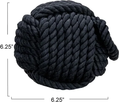 Vista 7 de Creative Co-Op tope para puerta decorativo de cuerda náutica con nudo de cuerda, color negro