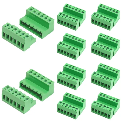 Vista 9 de 10 pares de conectores de bloque de terminales de tornillo enchufables de 2 pines de 5,08 mm de paso con enchufe Phoenix para cable de 28-12AWG