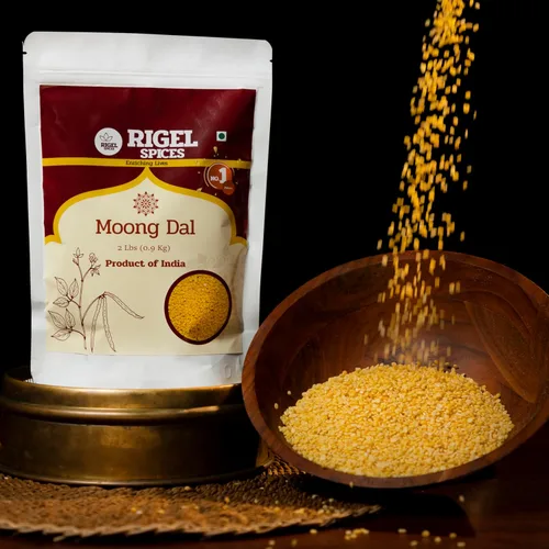 Vista 3 de Rigel Spices Moong Dal 2 libras - Frijoles mungos amarillos ricos en proteínas - Elegancia llena de nutrientes de cocción rápida - Frijoles mungos