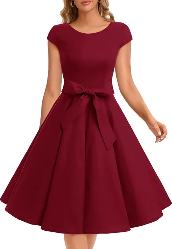 Vista 31 de Dressystar - Vestidos clásicos de fiesta con mangas casquillo, estilo Rockabilly y retro de la década de 1950