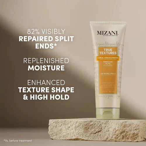 Vista 2 de Mizani True Textures Perfect Coil Oil Gel - Curly Hair Gel for Wash and Go Styles, with Olive & Coconut Oil, Anti Frizz, Silicone-Free, No Drying