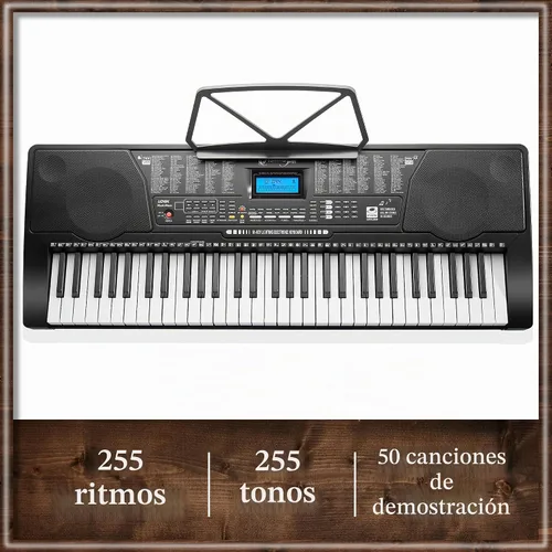 Vista 3 de Ashthorpe Piano de teclado digital de 61 teclas con teclas iluminadas, kit de piano electrónico para principiantes con soporte, taburete