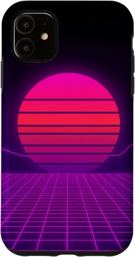 Vista 8 de Funda con diseño estético para iPhone 16 Retrowave Synthwave de los años 80 y 90
