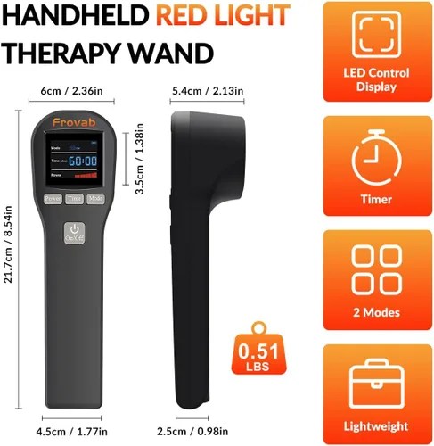 Vista 8 de Dispositivo de terapia de luz roja, 4x808nm+16x650nm terapia de luz infrarroja para el dolor, dispositivo de terapia de luz roja de mano en casa