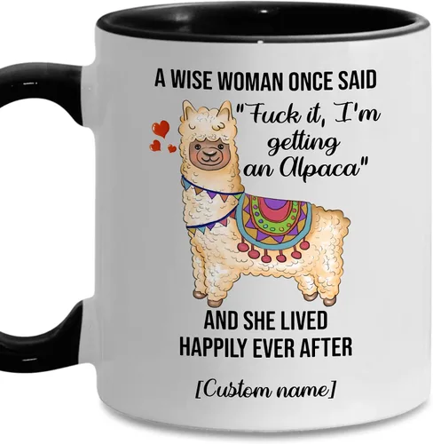 Vista 10 de WHIDOBE Regalos divertidos personalizados de alpaca para mujeres, taza de café de cerámica personalizada de 11 onzas y 15 onzas para amantes