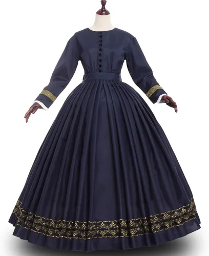 Vista 4 de Vestido victoriano de los años 1860 con enagua para mujer vestido de guerra civil disfraz vintage