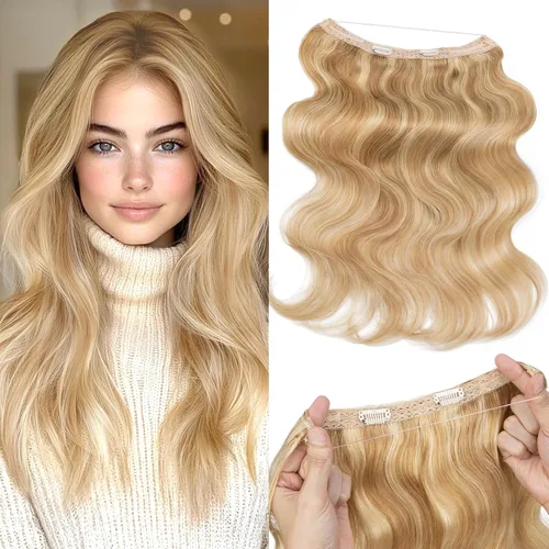 Vista 15 de Extensiones de cabello humano real, extensiones de cabello humano 100 % humano, extensiones de clip, ondulado, negro azabache 01, 2.46 oz/18 pulgadas