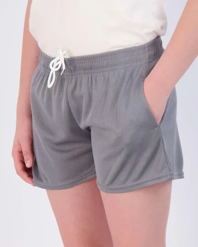 Vista 4 de Real Essentials Paquete de 4 pantalones cortos deportivos de malla para niñas con bolsillos