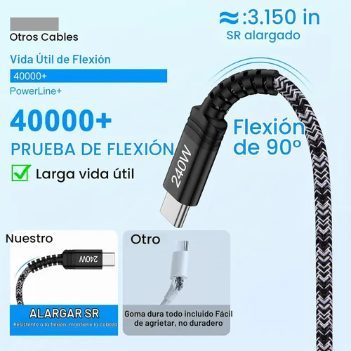 Vista 4 de 240W Super Fast Samsung S26 Ultra Cable Cargador USB C Cable de carga Negro
