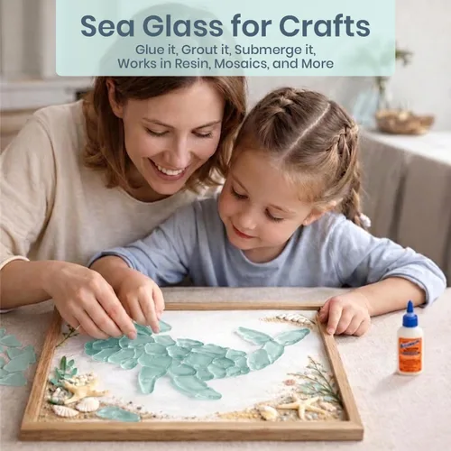Vista 7 de Nautical Crush Trading Sea Glass Craft - 28 onzas azul aguamarina - Artesanía de vidrio de playa - Decoración de vidrio de mar - Relleno de jarrón
