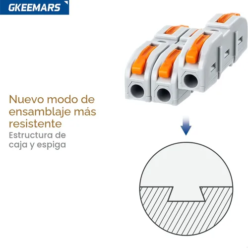 Vista 4 de 50 conectores de cable de palanca, 1 conductor compacto de empalme para circuito en línea 24-12 AWG (naranja)