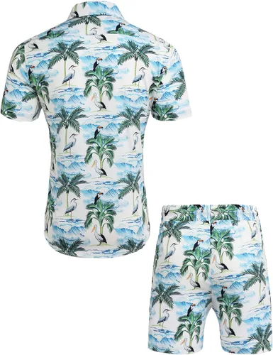 Vista 3 de Daupanzees - Camisa hawaiana de manga corta con botones para hombre