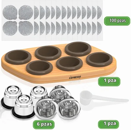 Vista 2 de CAPMESSO Cápsulas reutilizables para Nespresso OriginalLine, 6pcs cápsulas de café recargables Nespresso de acero inoxidable compatibles con máquina