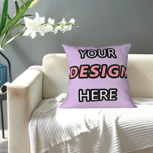 Vista 8 de Customized Pillow for Mother's Day Add Text/Image/Logo Customized Photo Pillowcase for Chair and Couch 16''x16'' Purple