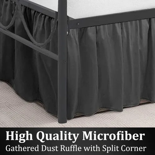 Vista 4 de SKY BEDDINGS - Falda de cama con volantes con esquinas divididas tamaño Twin con caída de 12 pulgadas, falda de cama con volantes antipolvo con Gris