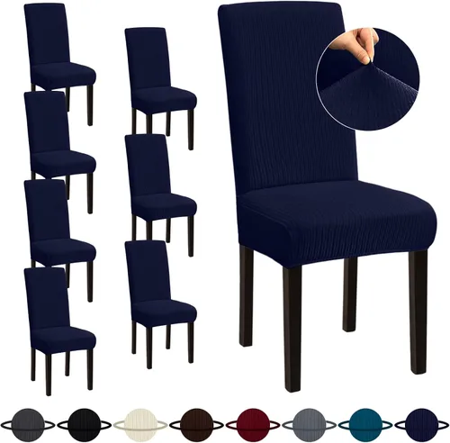 Vista 35 de Sufdari Juego de 4 fundas para sillas de comedor, color beige, antideslizantes, de elastano, elásticas, para comedor, hotel (Grande)