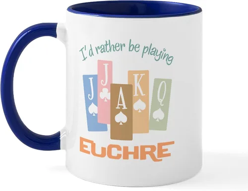 Vista 56 de CafePress Euchre Champ Mugs Taza de café de cerámica de 11 oz (11.0 fl oz)