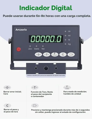 Vista 2 de Báscula de piso industrial de 24 x 24 pulgadas, 2500 libras, báscula de palet de precisión con indicador digital, báscula de pesaje resistente