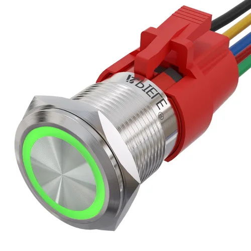 Vista 23 de APIELE Interruptor momentáneo de botón de encendido y apagado de 0.748 in de aleación de aluminio con cabezal de ojo de ángel LED de 12 V
