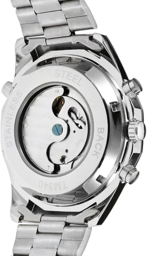 Vista 2 de FORSINING Reloj automático Tourbillion transparente para hombre con calendario pulsera de acero inoxidable, Moderno