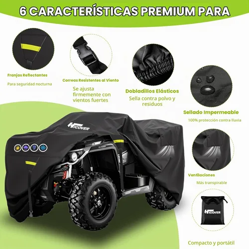 Vista 2 de Cubierta 600D ATV Impermeable de Alta Resistencia, Portátil, para 4 Ruedas, Impermeable al Aire Libre, Cubierta Quad para Todo Tipo de Clima