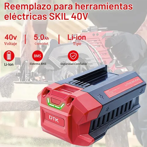 Vista 2 de DTK Reemplazo para baterías de litio SKIL 40V 5Ah 40V