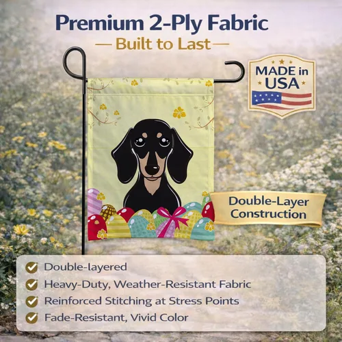 Vista 668 de Caroline's Treasures BB1923GF Bandera decorativa para jardín con diseño de Border Collie, para caza de huevos de Pascua, para jardín, jardín, patio