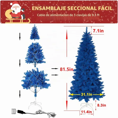 Vista 2 de MUPATER Árbol de Navidad artificial de 6 pies en forma de lápiz, con soporte de metal, luces blancas cálidas, árbol de Navidad delgado preiluminado