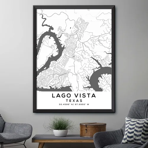 Vista 4 de Mapa de Lago Vista, Texas, Light 2 (24x36)