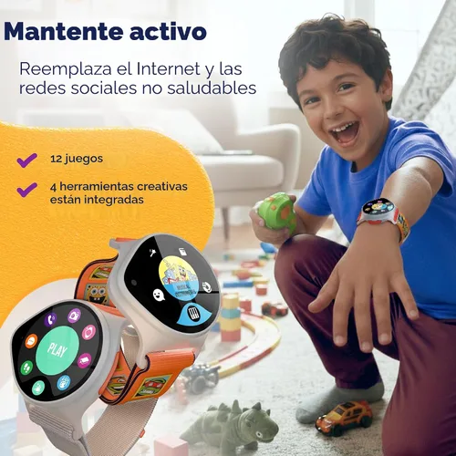 Vista 6 de Reloj inteligente para niños con rastreador GPS de hasta 24 horas de trabajo con batería, SOS y controles parentales, reloj inteligente para niños