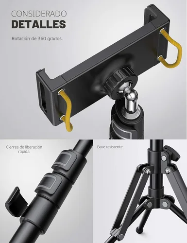 Vista 6 de Lamicall Soporte de trípode para tablet de 64.9 pulgadas con altura ajustable para transmisión/visualización con control remoto Bluetooth, para iPad