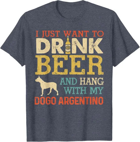 Vista 27 de Dogo Argentino - Camiseta vintage divertida para colgar con perro, Negro