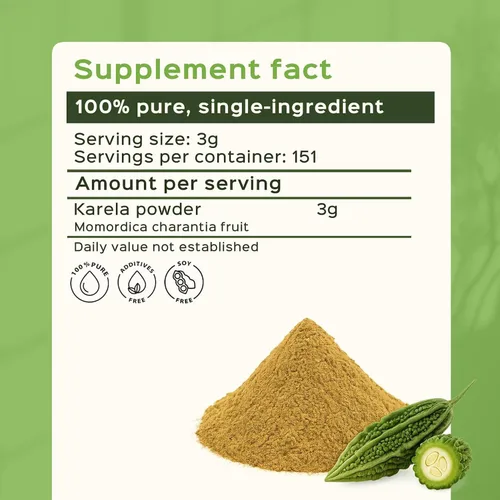 Vista 4 de bixa BOTANICAL Polvo de melón amargo, polvo de Karela, 200 gramos, 7 oz