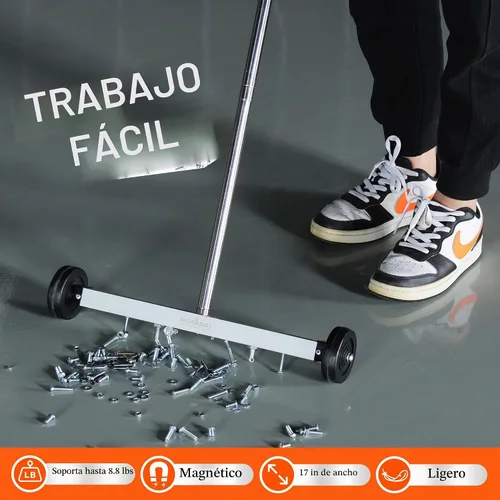 Vista 8 de HORUSDY Barredora magnética rodante de 17 pulgadas con ruedas, mango ajustable, imán resistente de capacidad de 8.8 libras para recoger las uñas
