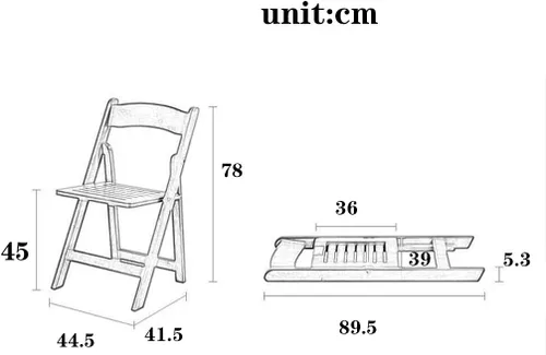 Vista 3 de Folding Chairs Silla de comedor plegable para muebles, silla de entrenamiento de oficina de madera maciza, silla de escritorio, silla de estudio