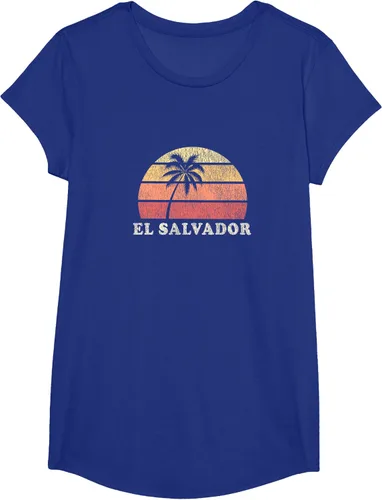 Vista 27 de El Salvador Vintage 70s Retro Throwback Design Camiseta, Azul