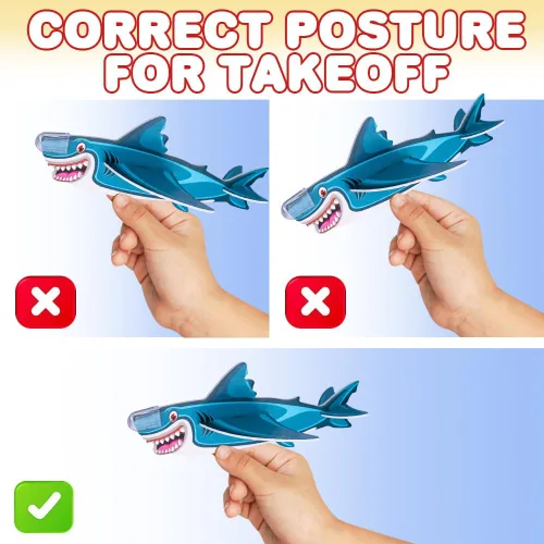 Vista 5 de ArtCreativity Planeadores de tiburón volador de espuma, juego de 24, aviones planeadores ligeros para niños y niñas, aviones voladores empaquetados