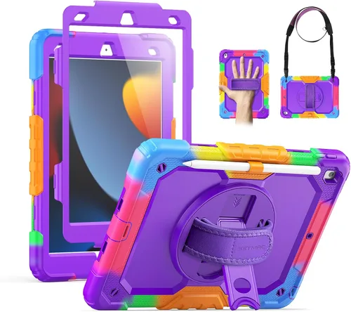 Vista 27 de SEYMAC Funda para iPad de 9ª/8ª/7ª Generación Estuche 10.2" 2021-2019, Funda Protectora de Cuerpo Completo Resistente a Prueba de Golpes de Servicio