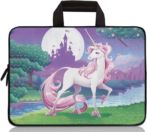 Vista 4 de Funda universal para tablet infantil de 7 a 9 pulgadas, a prueba de golpes, de neopreno, con asa con cremallera, portátil, compatible con Apple iPad