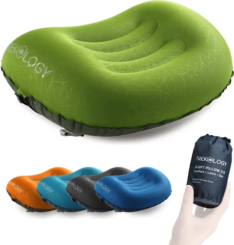 Vista 11 de Trekology Almohada inflable ultraligera de viaje para campamento - ALUFT 2.0 compresible, compacta, cómoda, ergonómica, para el cuello y el apoyo