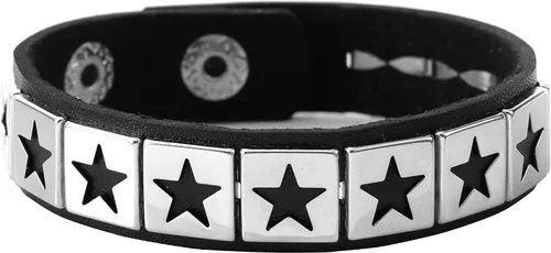 Vista 6 de Eigso - 4 pulseras de cuero punk, para hombres y mujeres, clásicas, góticas, vintage, de poliuretano, para hombre y mujer Negro - B