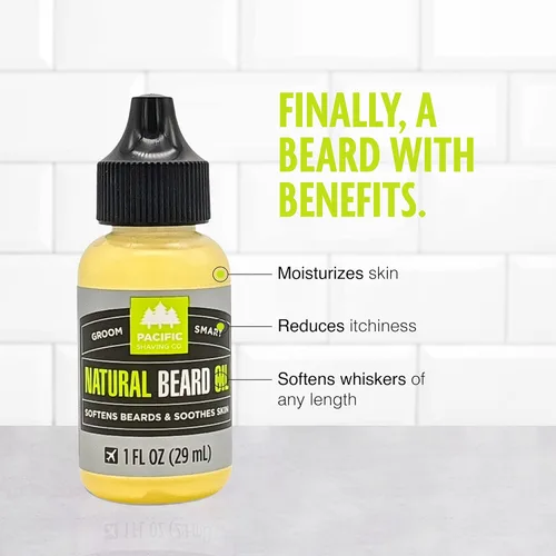 Vista 2 de Pacific Shaving Company Aceite natural para barba – Hidratante y acondicionador de barba para hombres – Aceite de aseo para reducir la picazón