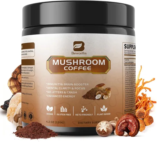Vista 12 de Café de hongos - Café instantáneo en polvo de hongos de melena de león con melena de león, reishi, chaga, cordyceps y cola de pavo - Alternativa