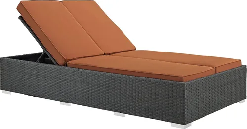 Vista 14 de Modway Sojourn - Tumbona doble de mimbre para patio al aire libre, color beige chocolate