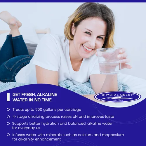 Vista 3 de Crystal Quest Cartucho de jarra de filtro de agua alcalinizante, filtración avanzada para agua limpia y saludable, mejora la mineralización, diseño