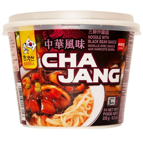 Vista 8 de Wang Jjajangmyeon - Tazón instantáneo de fideos de frijoles negros, salsa de frijoles negros dulces y salados, fideos masticables gruesos, listo